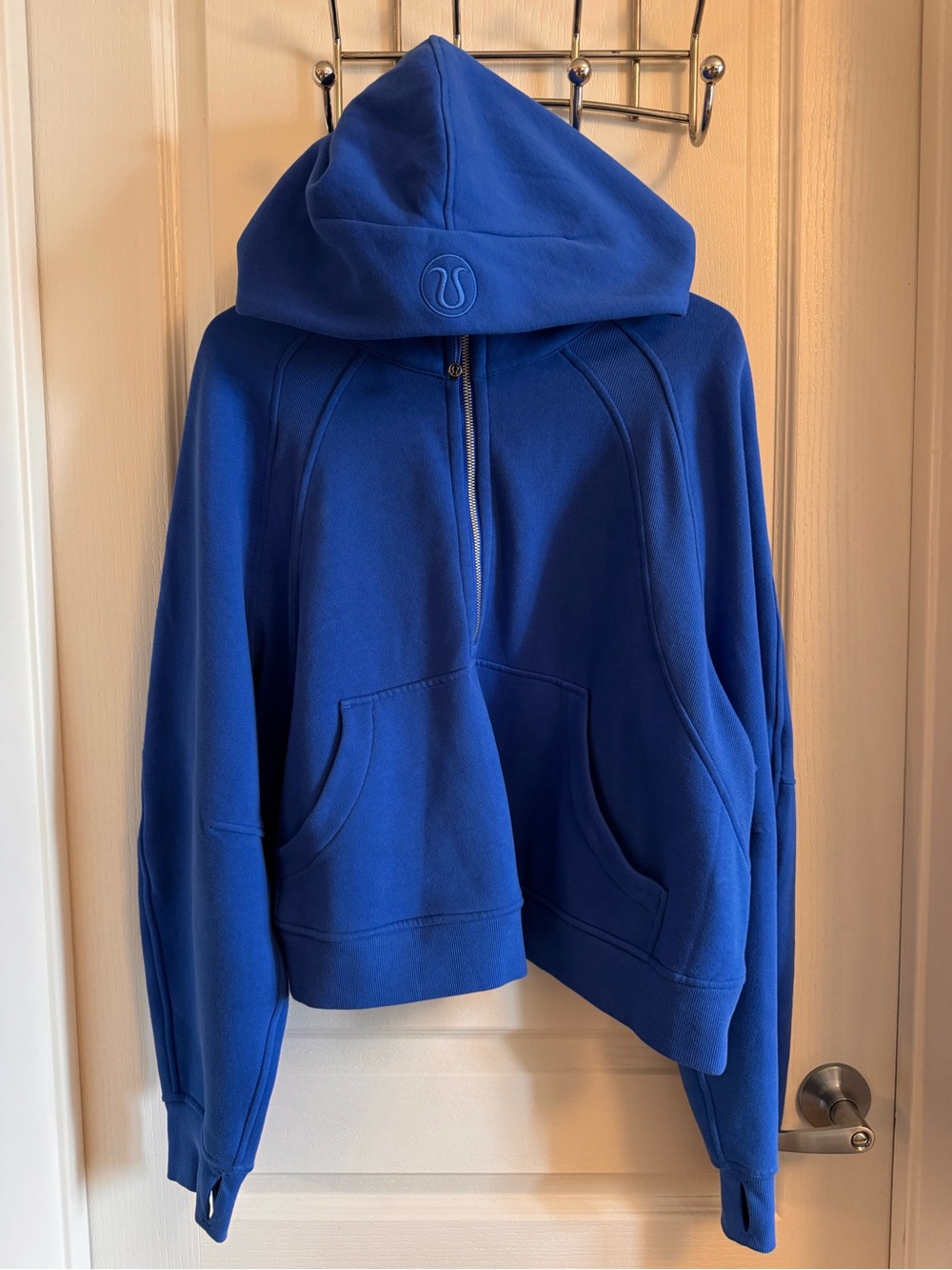 Lululemon Oversized Scuba Cropped 1/2 Zip Hooded Royal Blue Size XL/XXL